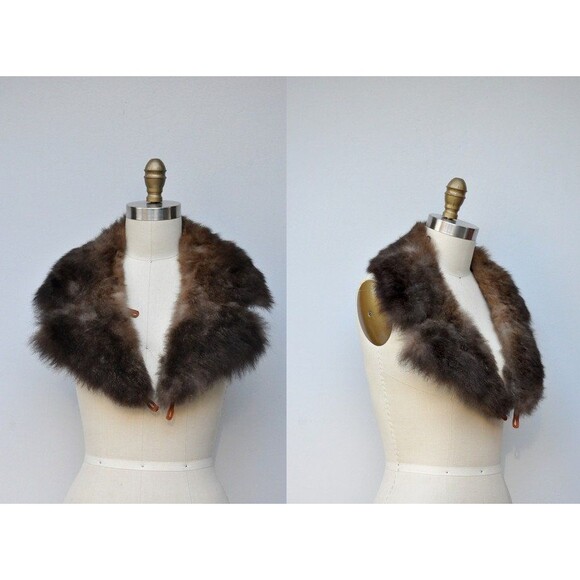 Vintage Dark Brown Shearling Fur Collar Soft Fluffy Chunky Almost Famous - Picture 1 of 9